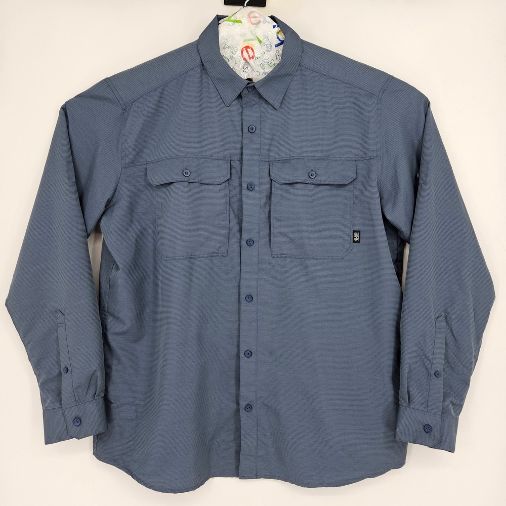Mountain Hardwear Shirt Mens Extra Large Blue Button Long Sleeve Hiking Outdoors
